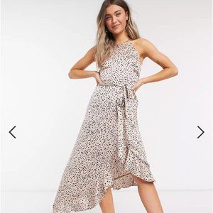 Asos Pink Ruffle Hem Midi Dress, Size 16